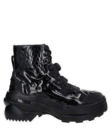 MAISON MARGIELA x REEBOK Stiefelette Schwarz Leder, Andere Fasern