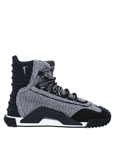 DOLCE&GABBANA Sneakers Black Calfskin, Cotton, Synthetic fibers, PVC - Polyvinyl chloride, Virgin Wool