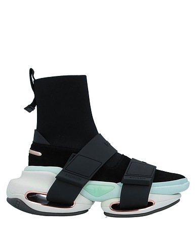 BALMAIN Sneakers Black 80% Polyester, 20% Elastane, Bovine leather, Sheepskin