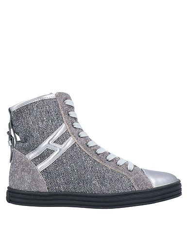 HOGAN REBEL Sneakers Grigio Pelle, Fibre tessili