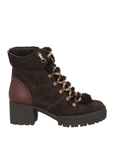 SEE BY CHLOÉ Ankle boot Dark brown Calfskin, Shearling