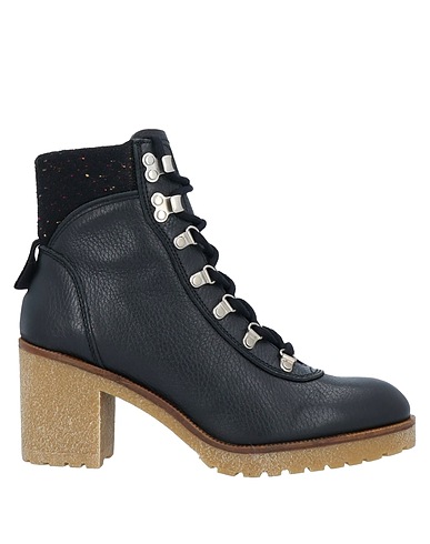 PORRONET Ankle boot Black Leather, Textile fibres
