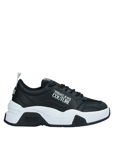 VERSACE JEANS COUTURE Sneakers Black Soft Leather, Textile fibres