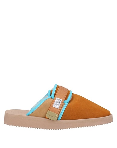 SUICOKE Mules and clogs Camel Cow leather, Shearling, Rubber