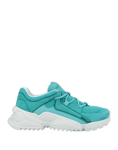 FERRAGAMO Sneakers Turquoise Calfskin, Textile fibers