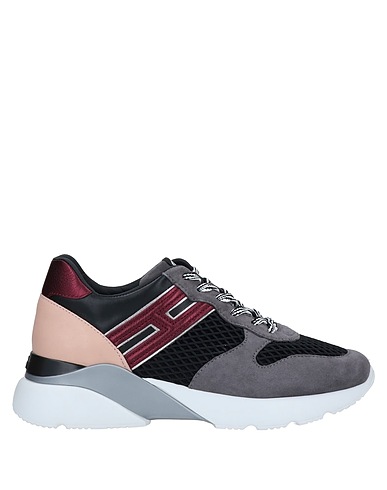 HOGAN Sneakers Grey Leather, Textile fibers