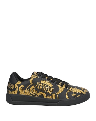 VERSACE JEANS COUTURE Sneakers Black Leather, Textile fibres