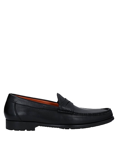 SANTONI Loafers Black Soft Leather
