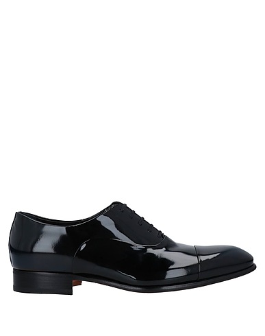 SANTONI Laced shoes Black Leather