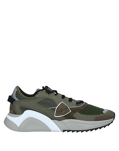 PHILIPPE MODEL Sneakers Military green Soft Leather, Textile fibers