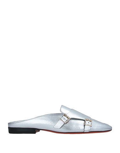SANTONI Mules and clogs Silver Soft Leather