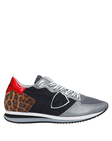 PHILIPPE MODEL Sneakers Silver Leather, Textile fibers