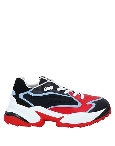 SERGIO ROSSI Sneakers Red Leather, Textile fibres
