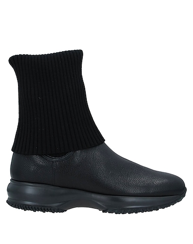 HOGAN Ankle boot Black Textile fibres, Soft Leather