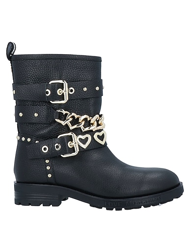 LOVE MOSCHINO Ankle boot Black Calfskin, Metal