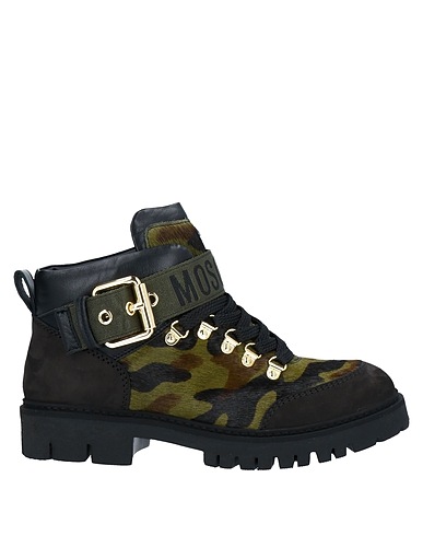 MOSCHINO Ankle boot Military green Horse leather, Soft Leather