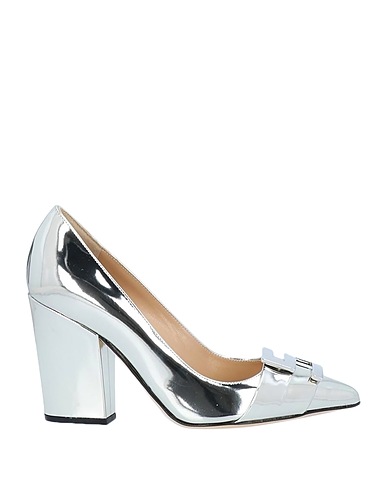 SERGIO ROSSI Court Silver 100% Calfskin