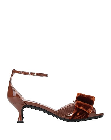 TOD'S Sandalia Marrón Cuero, Fibras textiles