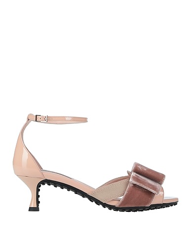 TOD'S Sandals Antique rose Leather, Textile fibres