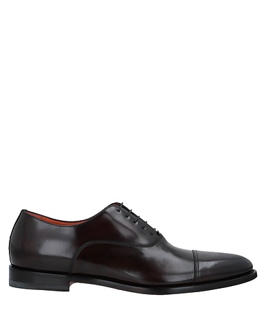 SANTONI Laced shoes Dark brown Leather