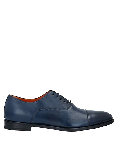 SANTONI Laced shoes Midnight blue Leather