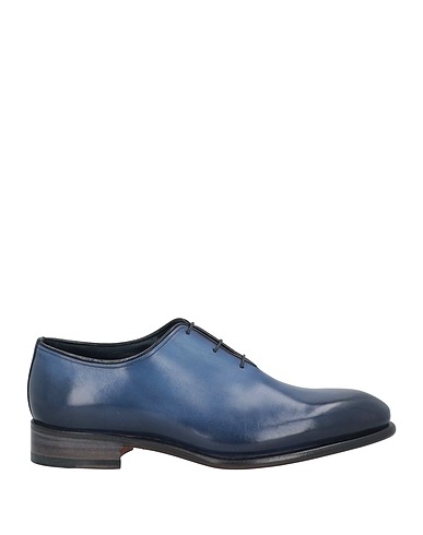 SANTONI Laced shoes Blue Leather