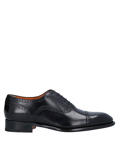 SANTONI Laced shoes Midnight blue Soft Leather