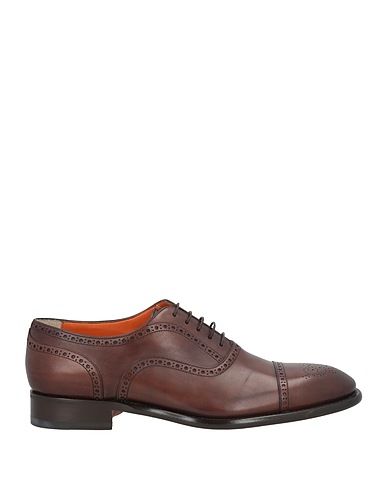 SANTONI Laced shoes Brown Soft Leather