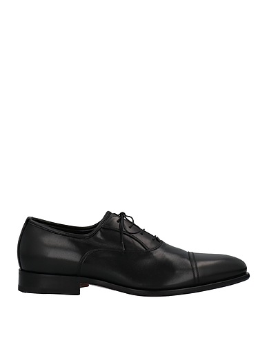 SANTONI Laced shoes Black Leather