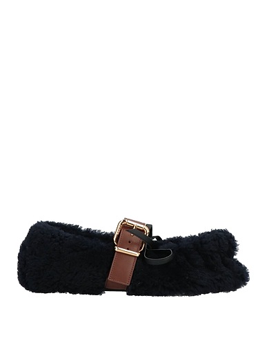 MARNI Ballet flats Midnight blue Shearling, Leather