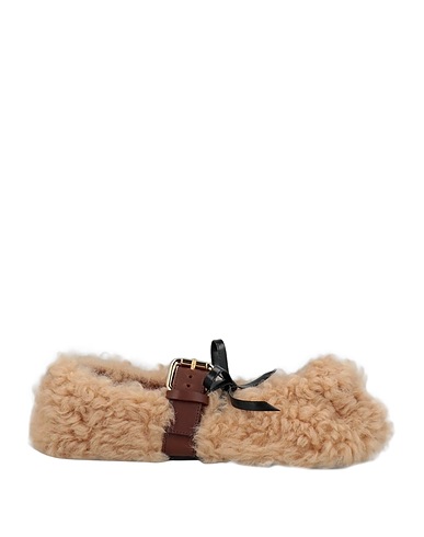 MARNI Ballet flats Beige Shearling, Leather