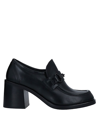 JANET & JANET Loafers Black Leather, Elastic fibres