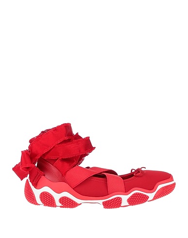 RED(V) Ballet flats Red Textile fibers, Leather