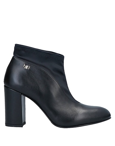 NORMA J.BAKER Ankle boot Black Leather, Textile fibers