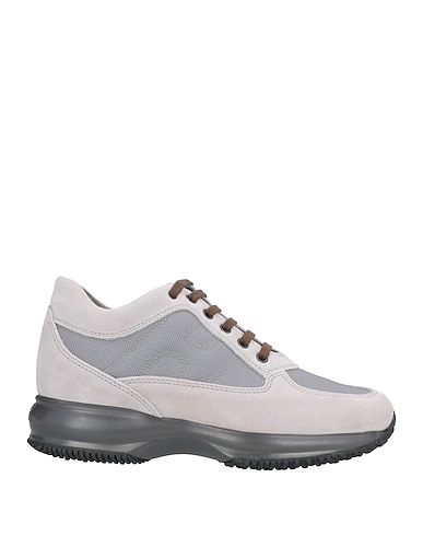 HOGAN Sneakers Grey Leather, Textile fibres