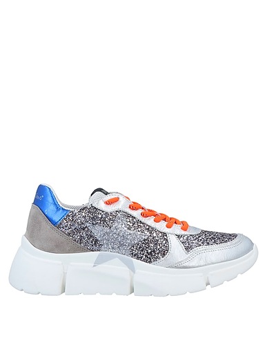 NIRA RUBENS Sneakers Silver Soft Leather, Textile fibres