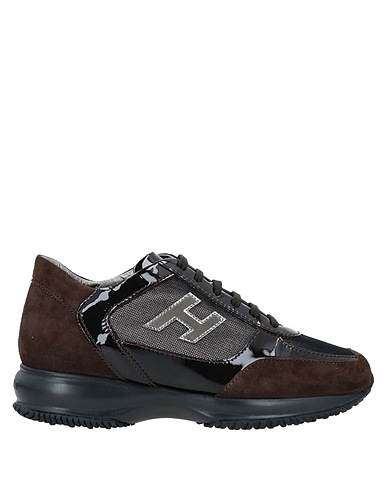 HOGAN Sneakers Dunkelbraun Leder, Gewebefasern