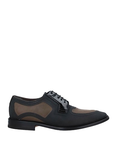 POLLINI Laced shoes Lead Leather, Rubber