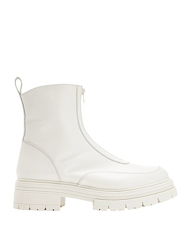 8 by YOOX Ankle boot LEATHER ZIP-DETAIL ANKLE BOOT
 Ivory 100% Calfskin