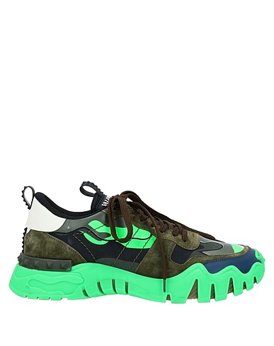 VALENTINO GARAVANI Sneakers Green Leather, Textile fibres