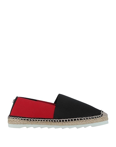 POLLINI Espadrilles Black Leather, Textile fibers
