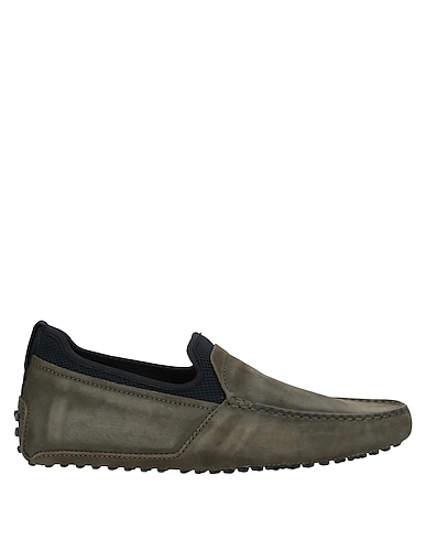 TOD'S Mocassino Verde scuro Pelle, Fibre tessili