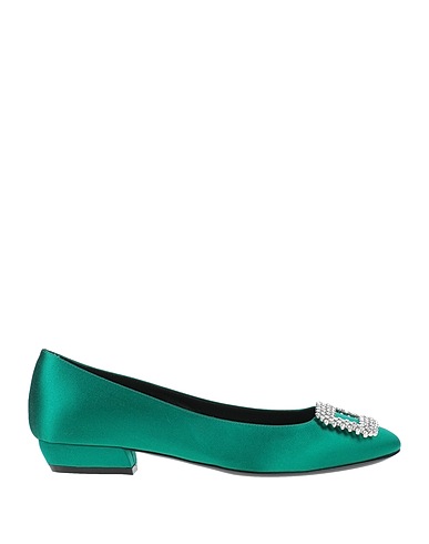 ROGER VIVIER Ballet flats Emerald green Textile fibres