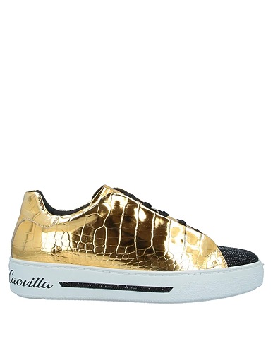 RENE' CAOVILLA Sneakers Gold Leather, Textile fibers