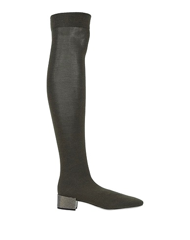 RENE' CAOVILLA Boots Military green Textile fibres