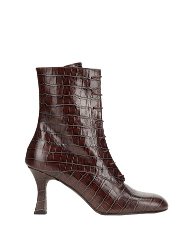 8 by YOOX Stiefelette CROC PRINTED LEATHER LACE UP ANKLE BOOT

 Dunkelbraun 100% Kalbsleder