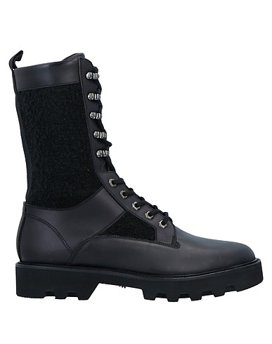 EMPORIO ARMANI Ankle boot Black 100% Calfskin, Acrylic, Polyester, Wool