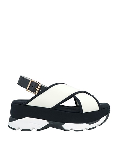 MARNI Sandals Ivory Textile fibres, Soft Leather