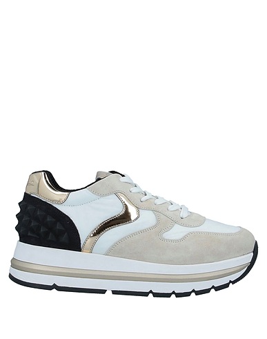 VOILE BLANCHE Sneakers Ivory Leather, Textile fibres, Rubber