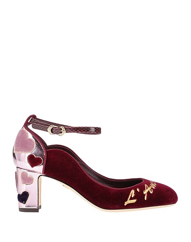 DOLCE & GABBANA Pumps Purpur 70% Baumwolle, 25% Viskose, 5% Andere Fasern, Leder